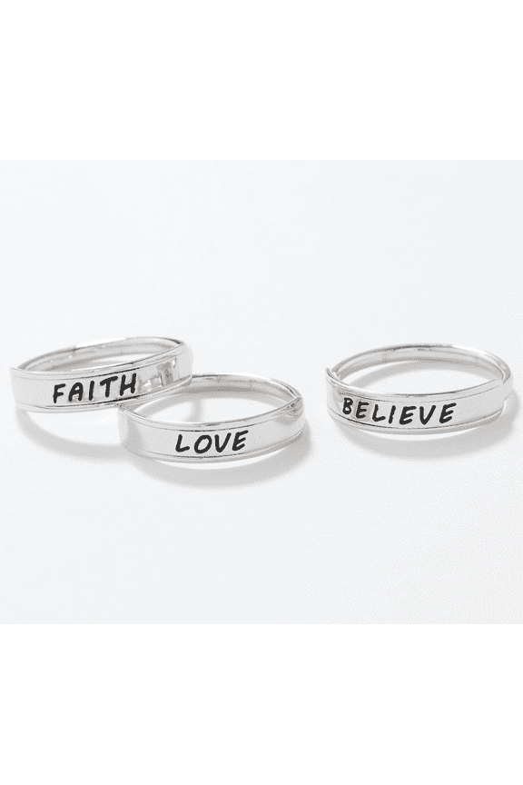S/3 Polished Inspiration Rings, Sterling silver, Size 7