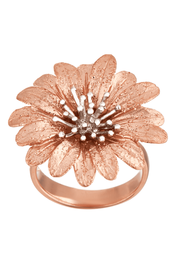 Sterling Silver Roseclad Flower Ring. Size 6