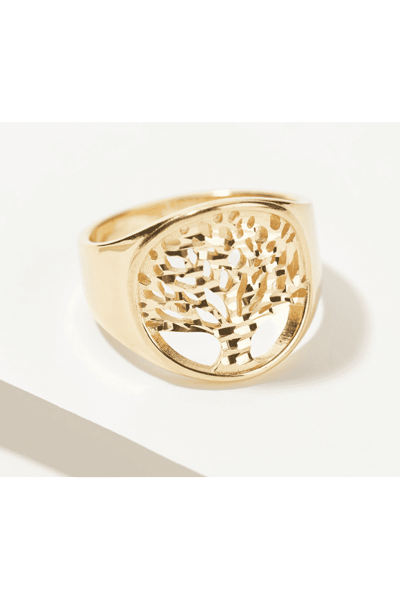 Tree of Life Graduated Band Ring, Goldtone, Size 4
