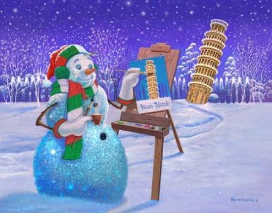 Italian Snowman Canvas Art - Michael Humphries (22 x 28)