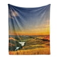 thumbnail image 1 of Italian Soft Flannel Fleece Throw Blanket, Photo of Mediterranean Rural in the Valley with a Small Lake Nature, Cozy Plush for Indoor and Outdoor Use, 60" x 80", Blue Yellow Green, by Ambesonne, 1 of 6
