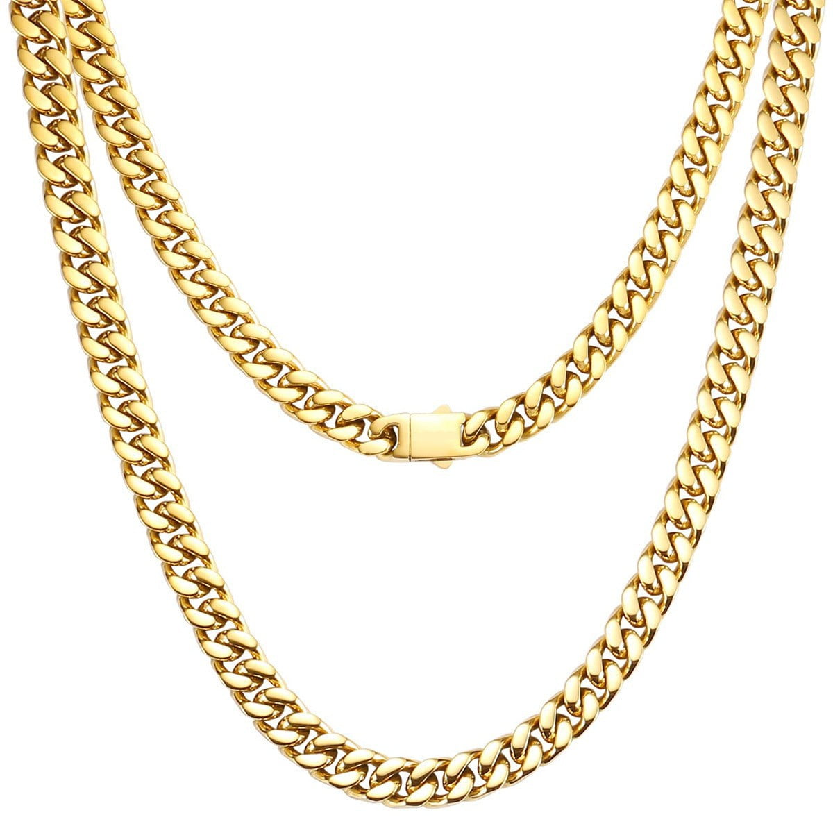 Italian Solid 18k Gold Over 925 Sterling Silver Chain Necklace for Men Women, 3.5mm, 5mm Diamond Cut Cuban Link Chain, Sturdy & Shiny & Not Easy to Fade & Comfortable 16 18 20 22 24 26 Inch