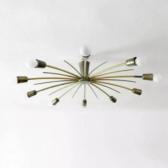 Italian Starburst Sputnik Chandeliers - Stilnovo Kalmar Flush Mount Ceiling Light Fixtures for Elegant Home Decor