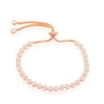 thumbnail image 1 of Italian Sterling Silver 14k Rose Gold overlay Sparkling Cubic Zirconia Flower Adjustable Bolo Friendship Bracelet, 1 of 3