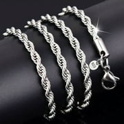 BEDAZZLEDBIJOU Italian Sterling Silver 2mm Diamond Cut Rope Chain Necklace