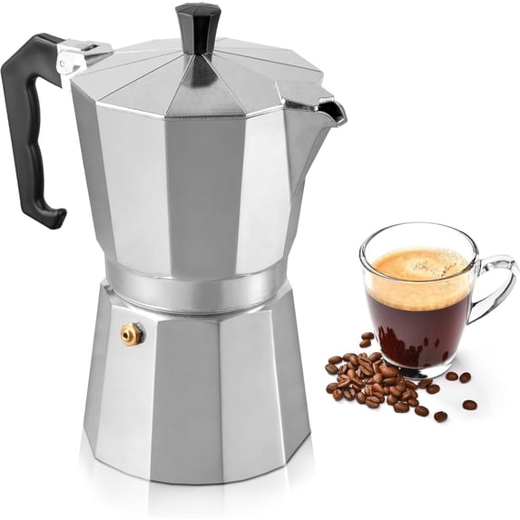 Italian Stovetop Espresso Maker, Aluminum Mocha Pot for Traditional Coffee, Octagonal Design European Coffee Maker, Home Kitchen Brewing, Portable Camping Gift for Coffee Lovers