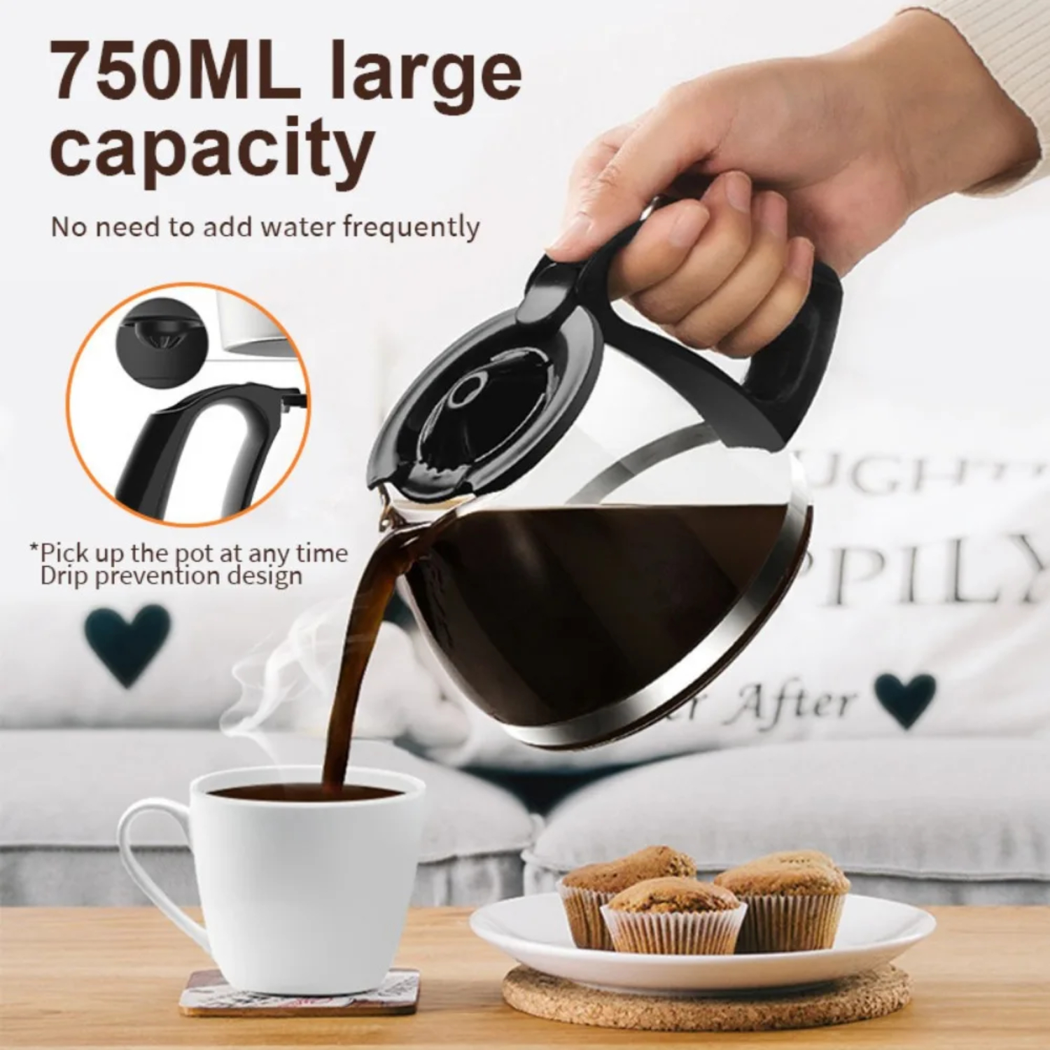 Italian Style High Capacity Automatic Drip Coffee Machine Efficient