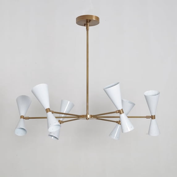 Italian Style Six-Arms Light Brass Sputnik Chandelier Light Fixture Raw Brass Ceiling Fixture