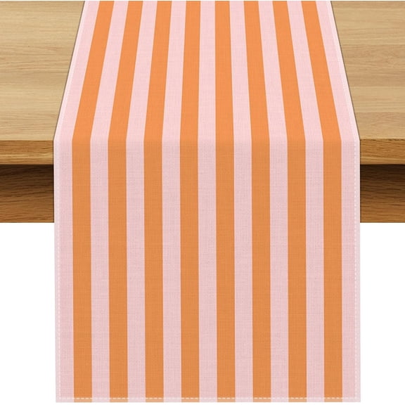 Italian Summer Cabana Stripe Table Runner Pool Themed Birthday Party Decoration Dining Room Home Kitchen Table Decor (Orange, 13" x 72")