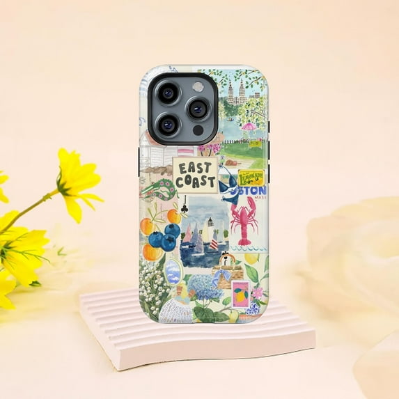Italian Summer Collage Creative Double Layer Aesthetic Phone Case travel moodboard art for iPhone 17 16 15 14 13 12 11 Pro Max