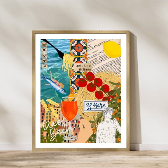Italian Summer Vibes Print, Unframed Paper Poster 8x10in