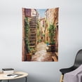 thumbnail image 1 of Italian Tapestry, View of Old Mediterranean Street with Stone Rock Houses in Italian City Rural Print, Wall Hanging for Bedroom Living Room Dorm Decor, 40W X 60L Inches, Multicolor, by Ambesonne, 1 of 1