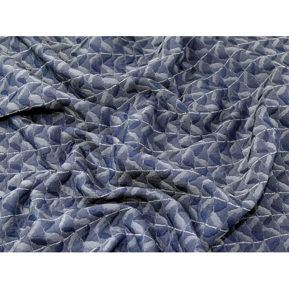 Italian Textured Weave Polyester Dress Fabric Denim Blue - per yard