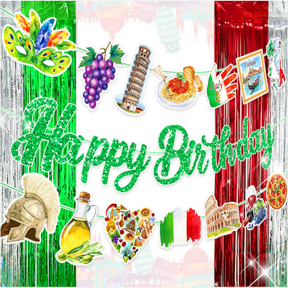 Italian Theme Birthday Party Decorations - Vibrant Cultural Decor Set for Festive Celebrations