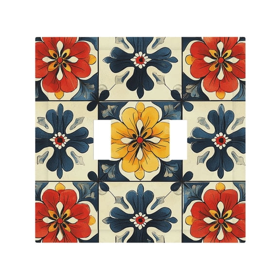 Italian Theme Pattern 2 Gang Switch Wall Plate Decorative Double Toggle Cover with 4 Painted Screws for Home & Commercial Use