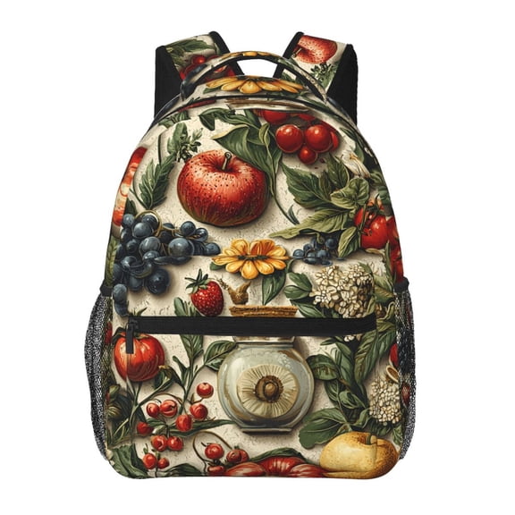 Italian Theme Pattern Cool Backpack Casual College Bag Zipper Laptop Daypack Hiking Rucksack Travel