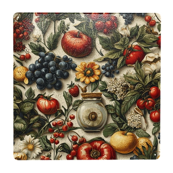 Italian Theme Pattern Cool Square Metal Sign 12x12 Inch Tin Sign Wall Decor Decorative Plaque for Bar, Cafe, Restaurant