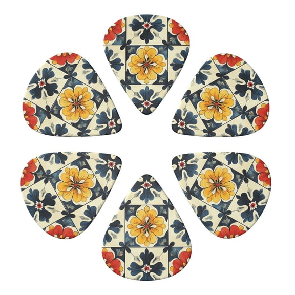 Italian Theme Pattern Guitar Pick 6 Pack for Bass Acoustic Electric Guitars Lovers Gift 0.71mm