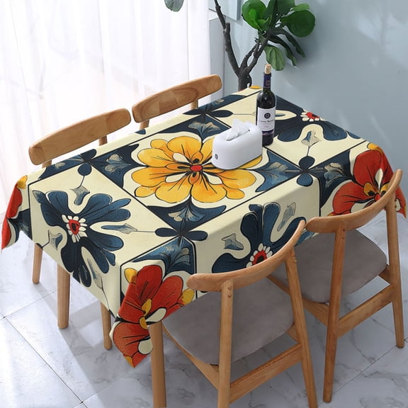 Italian Theme Pattern Rectangular Tablecloth 54"x 72" Waterproof Rectangle Table Cover Cloth for Kitchen Dining Room Picnic Home Party