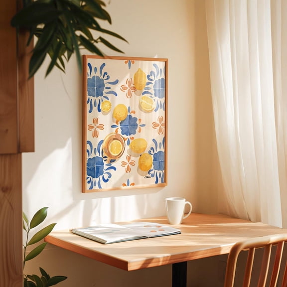 Italian Tile Lemon Sicily Poster, Unframed Paper Poster 8x10in