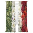 thumbnail image 1 of Italian Tricolor Floral Sheer Curtains 2 Panels Set Watercolor Green White Red Flowers Botanical Sheer Window Curtains Light Filtering Rod Pocket Voile Drapes for Bedroom Living Room 52"X84", 1 of 9