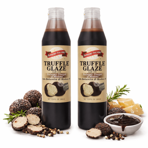 Italian Truffle Balsamic Glaze with Balsamic Vinegar of Modena Gourmet Truffle Glaze for Steak, Pasta & Salads Pack of 2 (12.9 fl oz Each)
