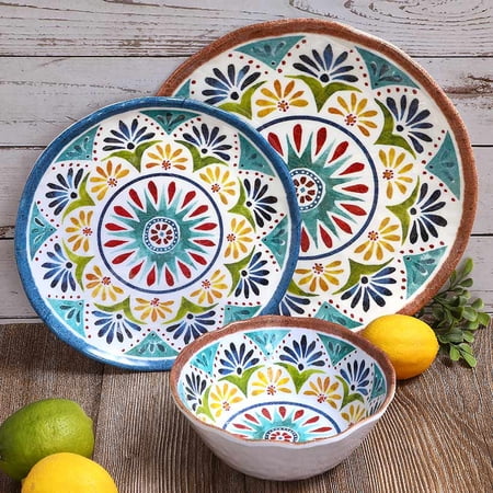 Italian Tuscan Colorful Melamine Dinnerware Set Service for 4 price history and forecast - Lakeside 2148775