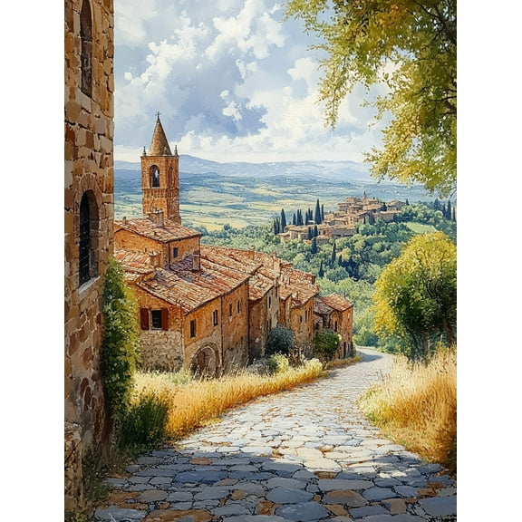 Italian Tuscan Village Landscape Canvas Wall Art Perfect for Living Room Bedroom Dining Room Office and Hallway Decoration