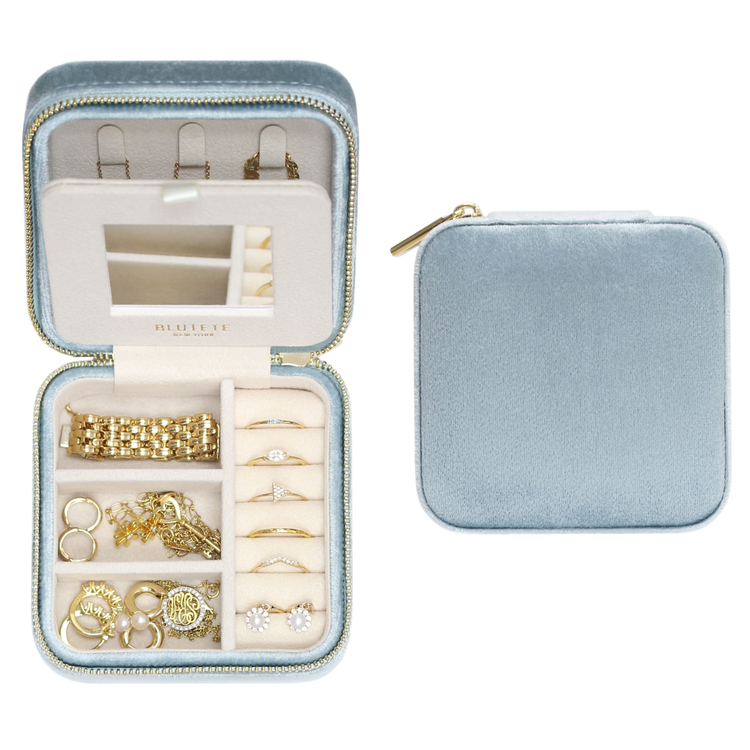 Italian Velvet Travel Jewelry Box Portable Jewelry Organizer for