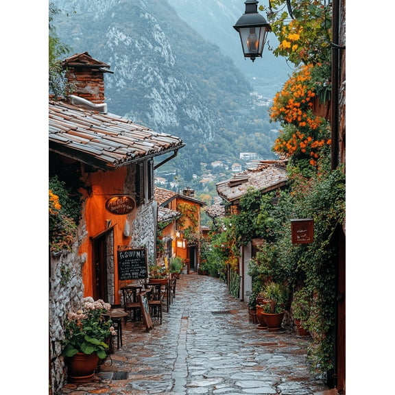 Italian Village Street Wall Art Canvas Print Perfect for Living Room Dining Room Kitchen and Office Decor
