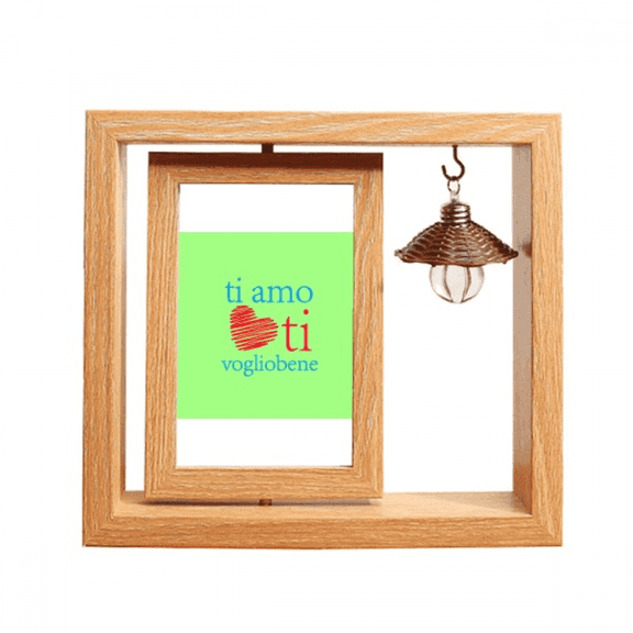 Italian Vogliobene I Love You Text Wooden Rotating Picture Photo Frame 4x6