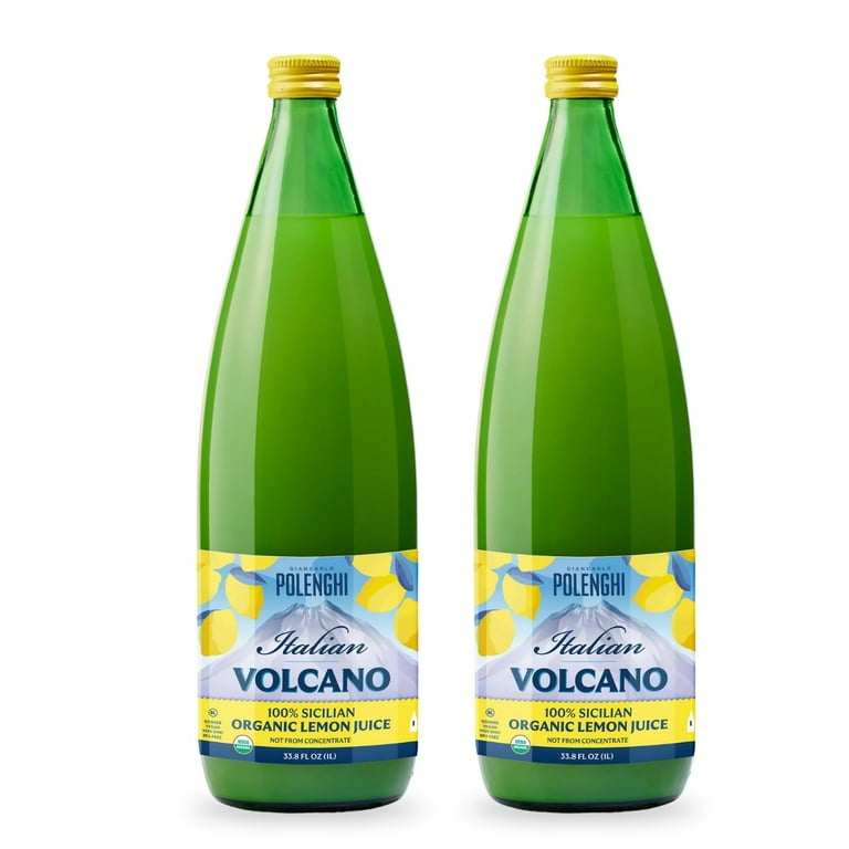 Italian Volcano USDA Organic Lemon Juice 1 Liter Bottle - 2 Pack