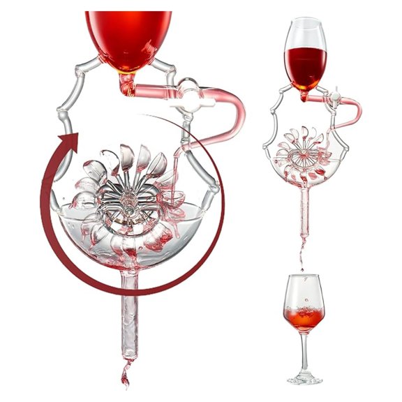 Italian Wheel Wine Aerator, Italian Design Wine Decanter, Moving Wheel Aerator Pourer, Red & White In Bottle Aerators, Makes Your Wines Taste Better, Whiskey & Spirits Gifts, Areadivino Aerator