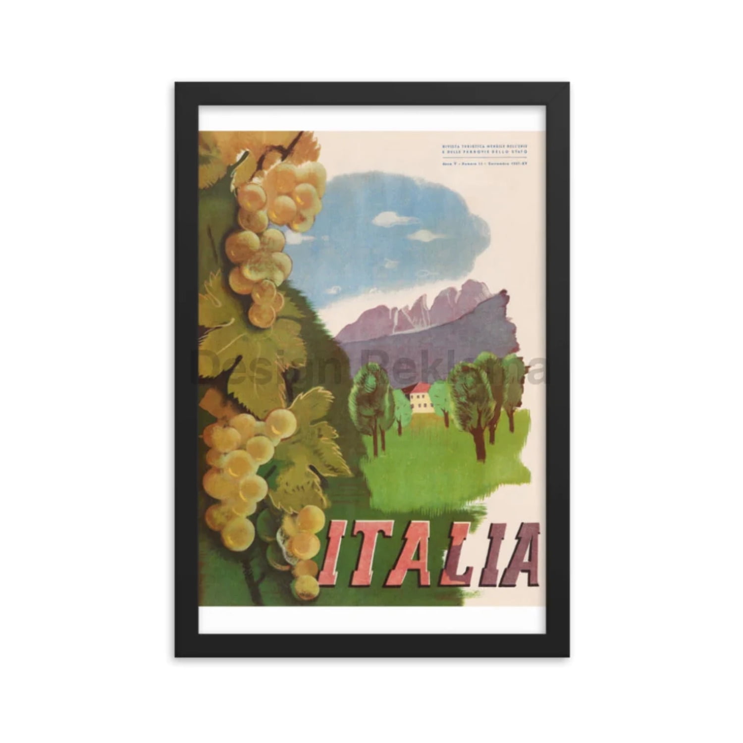 Italian Wine - Travel in Italy, 1937. Framed Vintage Travel Poster ...