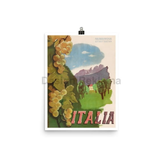 Italian Wine - Travel in Italy, 1937. Unframed Vintage Travel Poster