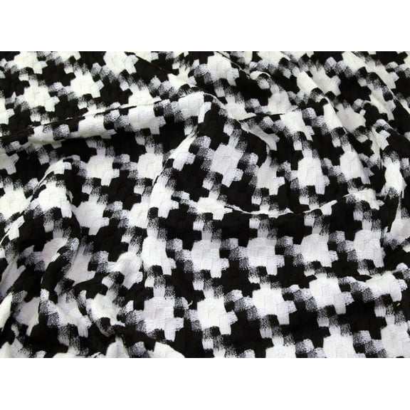 Italian Wool Blend Woven Check Coat Weight Dress Fabric Brown & Cream - per yard