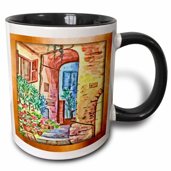 3drose, Italian Yard, 11oz Two-tone Black Mug