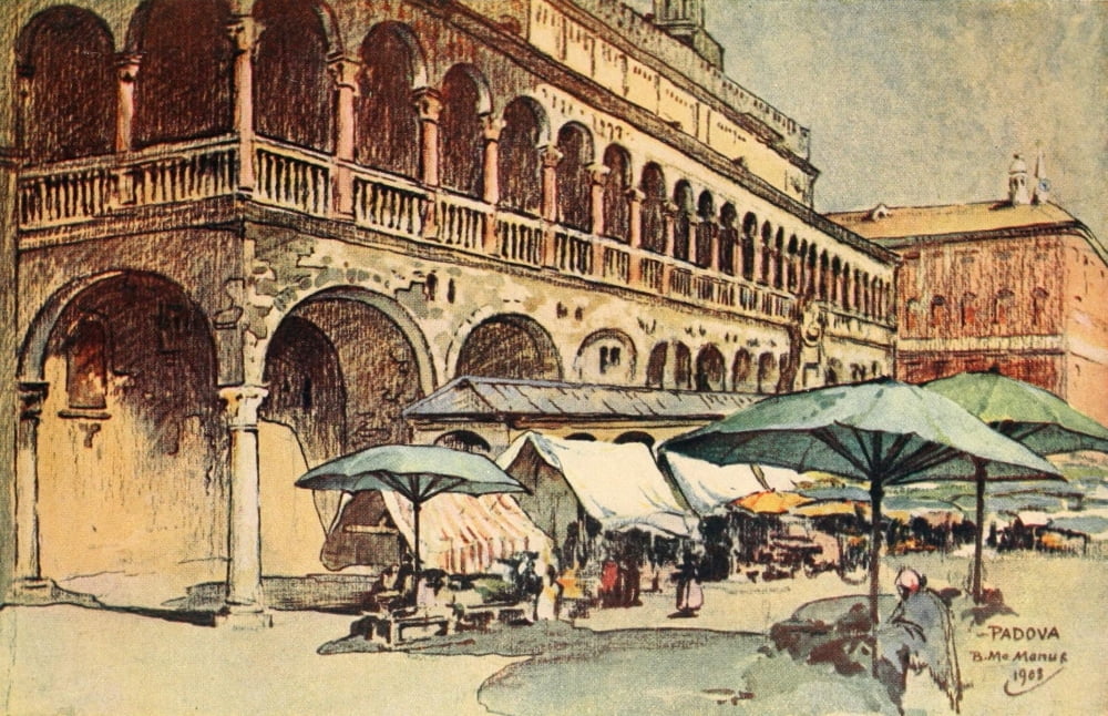 Italian highways and byways from a motor car 1909 Padova Canvas Art - Blanche McManus (18 x 24)