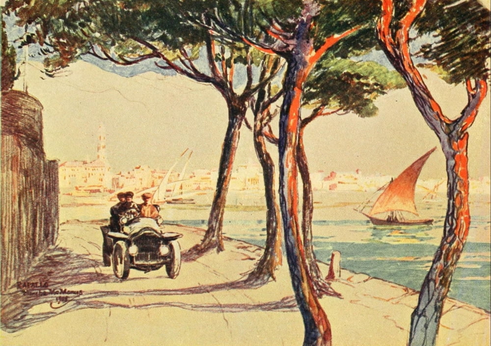 Italian highways and byways from a motor car 1909 Rapallo Canvas Art - Blanche McManus (18 x 24)