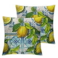 thumbnail image 1 of Italian lemon pillowcase, blue ceramic tile, lemon decoration, blue ceramic tile, lemon fruit, farmhouse, family gatherings, 1 set of 2 , various specifications, 1 of 7
