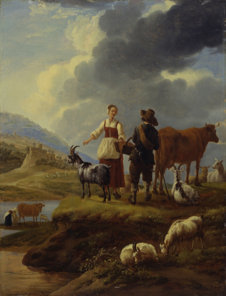 Italianate Landscape With Shepherds And Flock Canvas Art - (18 x 24)