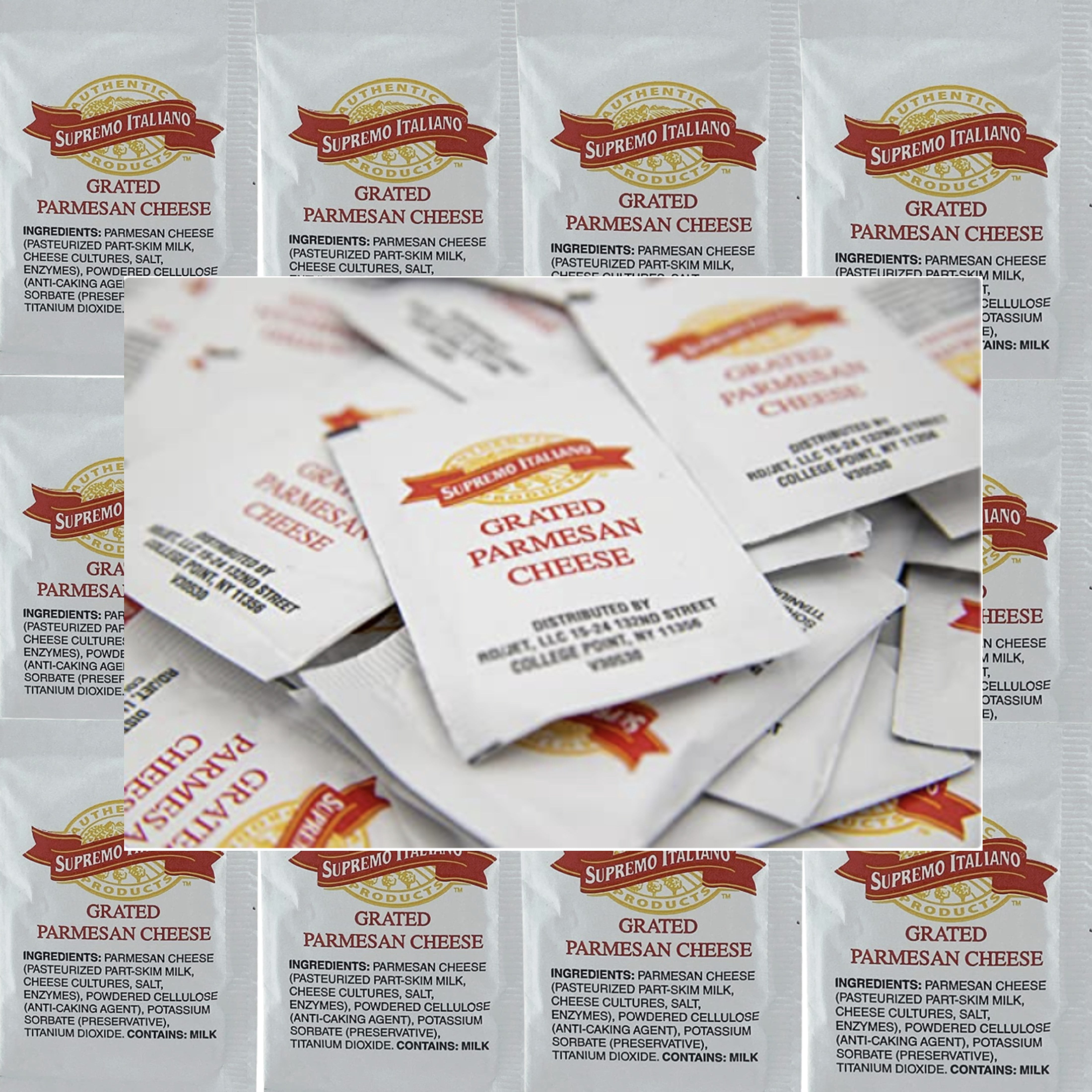 Square Cheese Packet Italiano Parmesan Cheese Packets, 40 Ct, Shelf-Stable, No Refrig ...