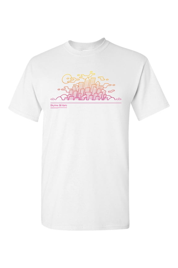 Italic Skyline City Building Artworks Art Funny DT Adult T-Shirt Tee