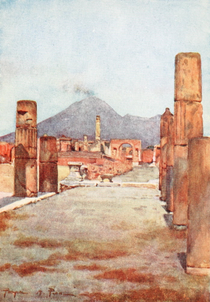 Italy 1907 A Street in Pompeii Canvas Art - Alberto Pisa (18 x 24)