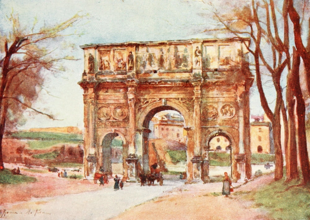 Italy 1907 Arch of Constantine Rome Canvas Art - Alberto Pisa (18 x 24)