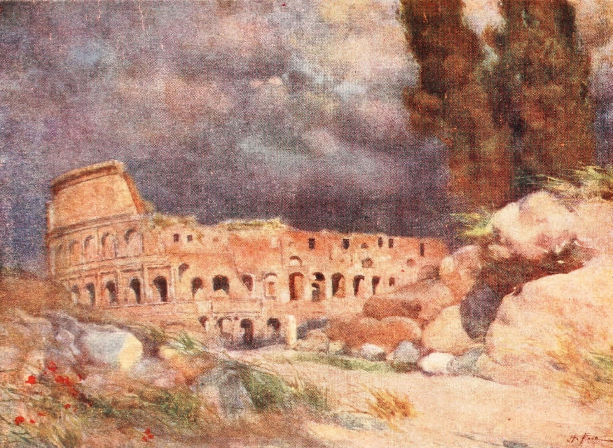 Italy 1907 The Colosseum in a storm Rome Canvas Art - Unknown (24 x 36)