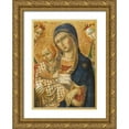 thumbnail image 1 of Italy 19th Century 24x32 Gold Ornate Wood Framed with Double Matting Museum Art Print Titled - Virgin and Child Enthroned, 1 of 4