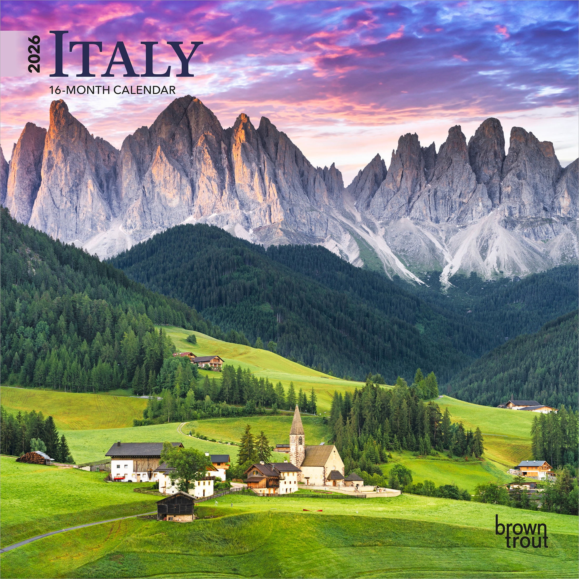 Italy | 2026 7x14" (Hanging) Monthly Mini Wall Calendar | BrownTrout