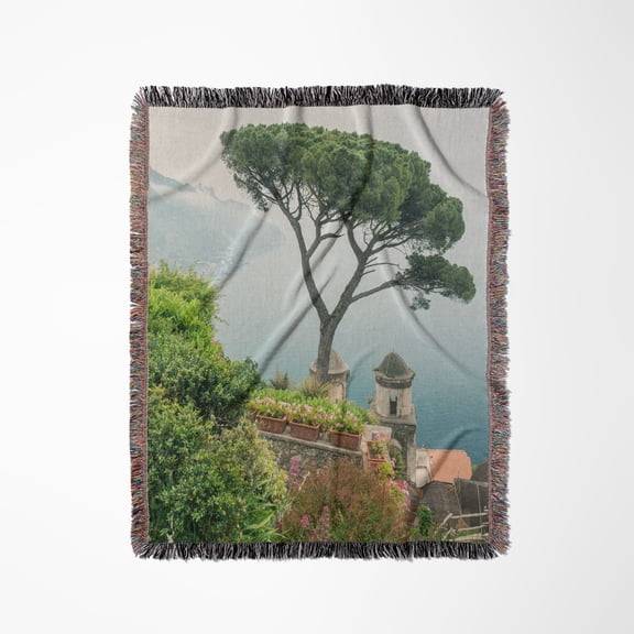 Italy, Amalfi Coast, Ravello, View Of Coastline From Villa, Woven Blanket