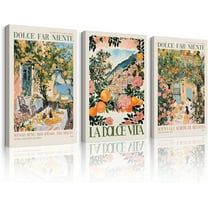 Italy Amalfi Coast Wall Art Posters Italian Travel City Canvas Wall Decor Italy Beach Landscape Art Pictures Vintage Amalfi Coast Painting for Bedroom Living Room Unframed